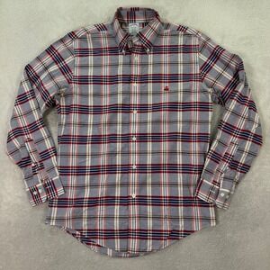 Brooks Brothers Mens Medium Regent Button Down Shirt Blue Red Plaid Non Iron EUC